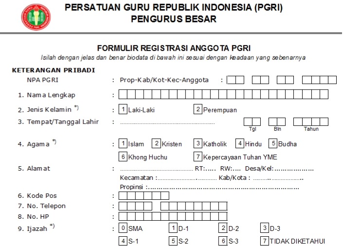 Pendaftaran PGRI Wonogiri - Persatuan Guru Republik Indonesia Cabang Wonogiri